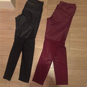 90 Degree By Reflex Black and Burgundy Leggings